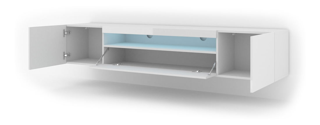 TV stolek/skříňka Aurinko 200 (lesklá bílá) (s osvětlením) *bazar