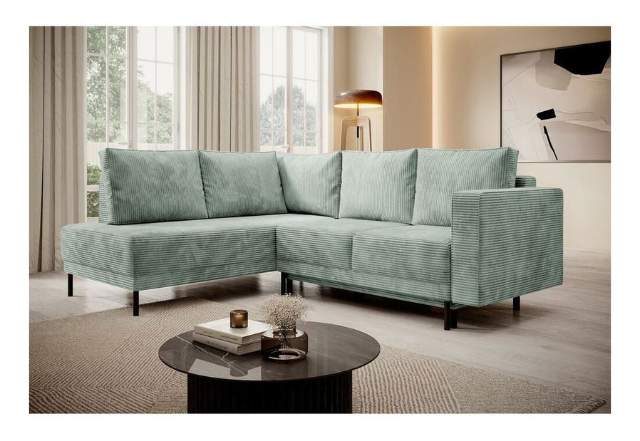 Rohová sedací souprava Rodriguez (L) (světle šedá + černá)