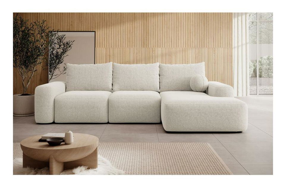 Rohová sedací souprava Carlito (P) (krémová + černá)