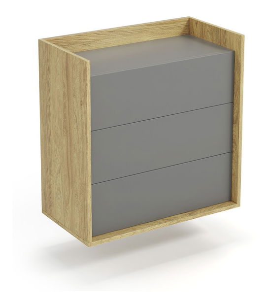Komoda Mozelle 3S (hikor + tmavě šedá)
