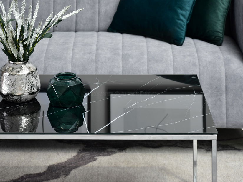 Konferenční stolek Bella Xl (černý mramor + chromová)