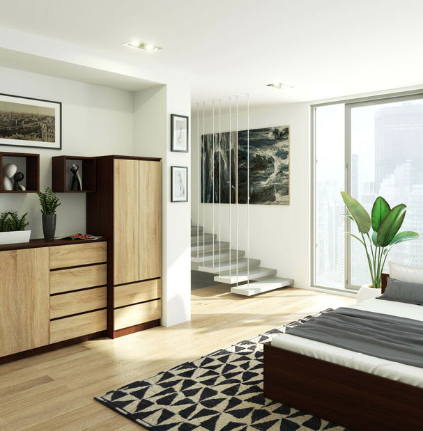 Šatní skříň Suman (wenge + dub sonoma)