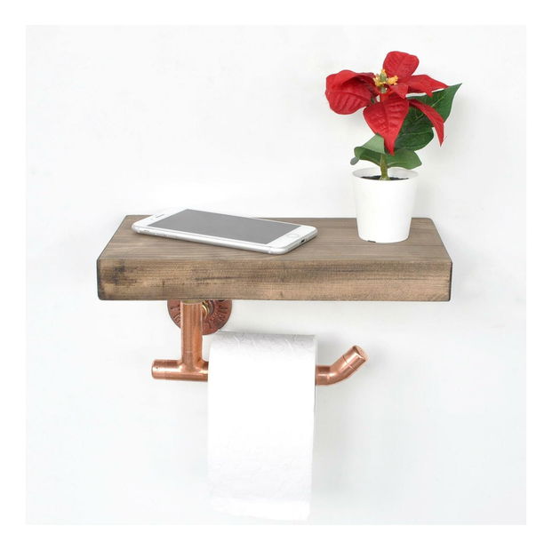 Nástěnný držák na toaletní papír Nenanu 19 (růžové zlato + ořech)