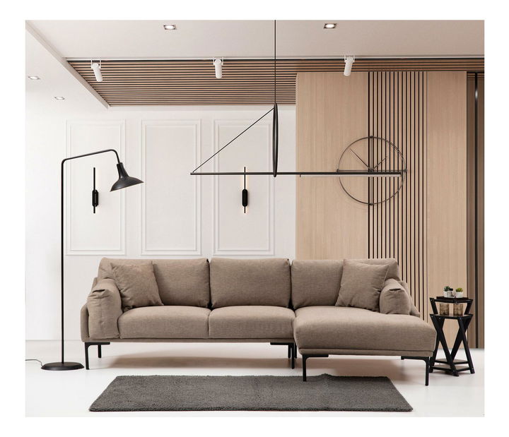 Rohová sedačka Leonero (P) (světlá mocha + černá)