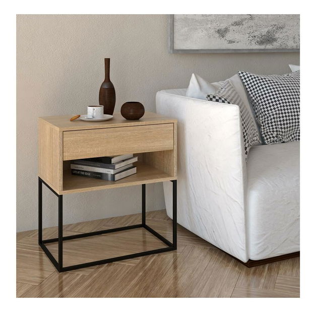 Noční stolek Autor (dub sonoma + černá)