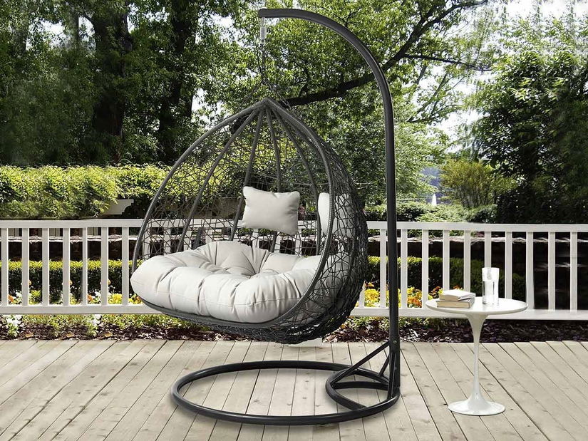 Závěsné křeslo Loma (černá + krémová)