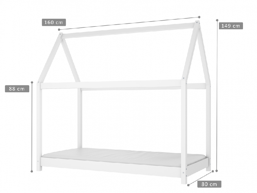 Dětská postel 80 cm Coddo (bílá) (s roštem)
