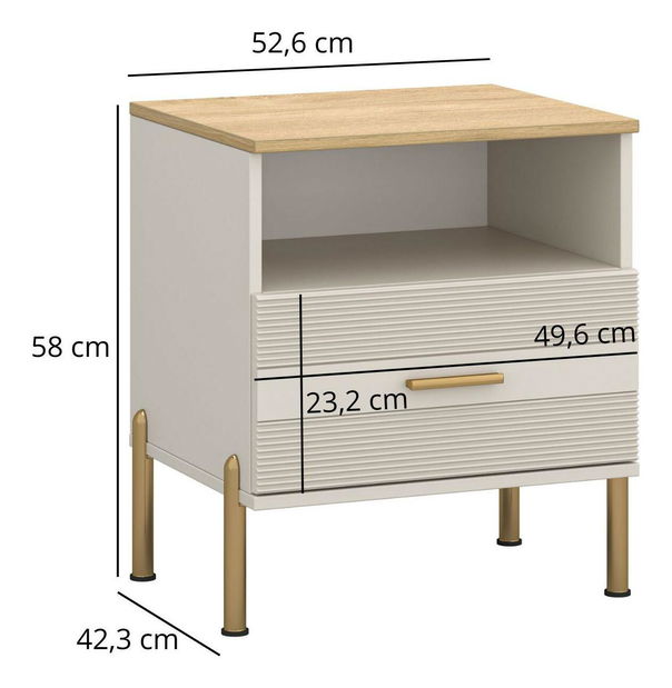 Noční stolek Reiteradas (kašmír + dub kamenný)