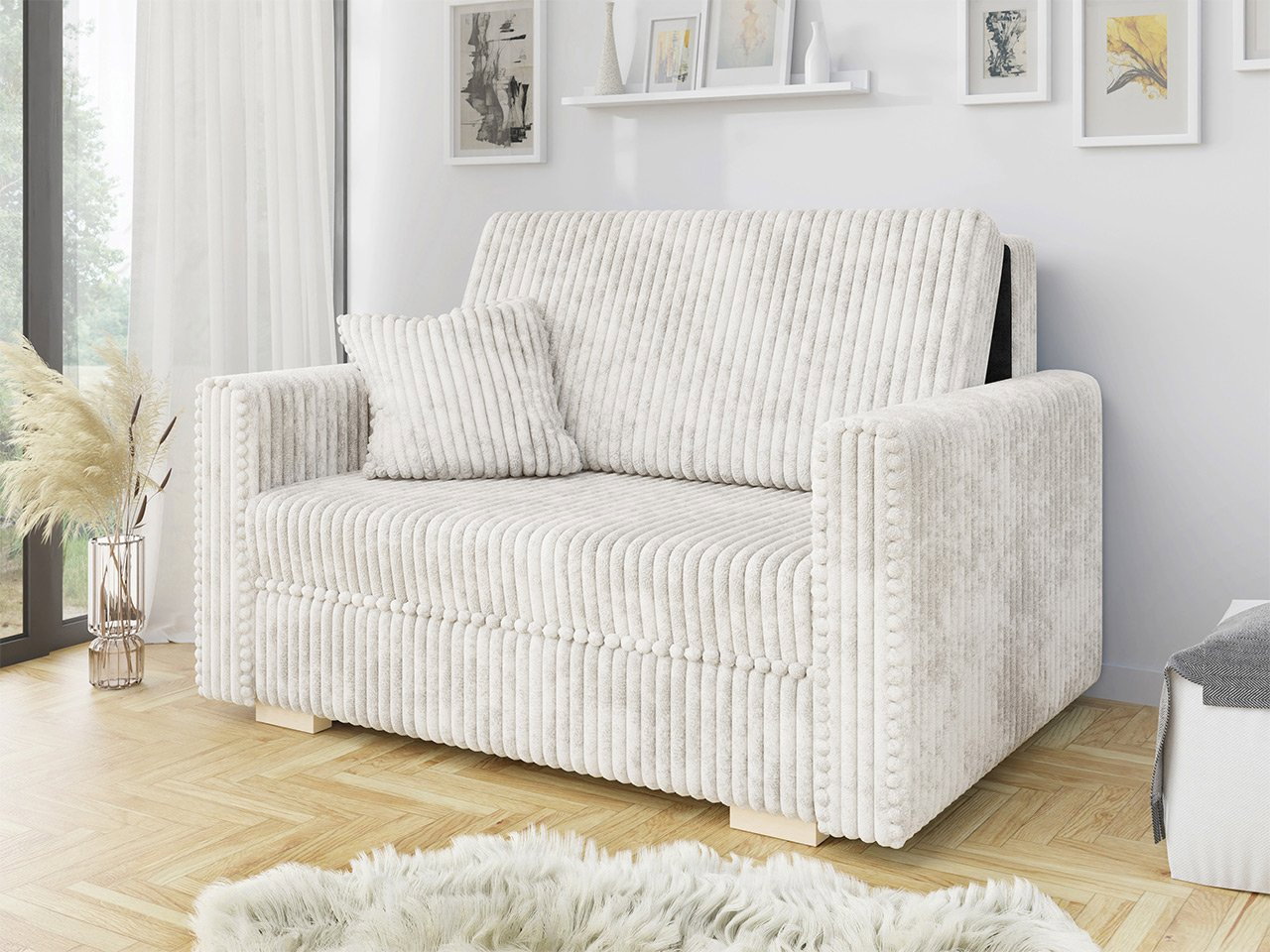 Rozkládací pohovka Carivia Piano II (bílá) (s úl. prostorem)