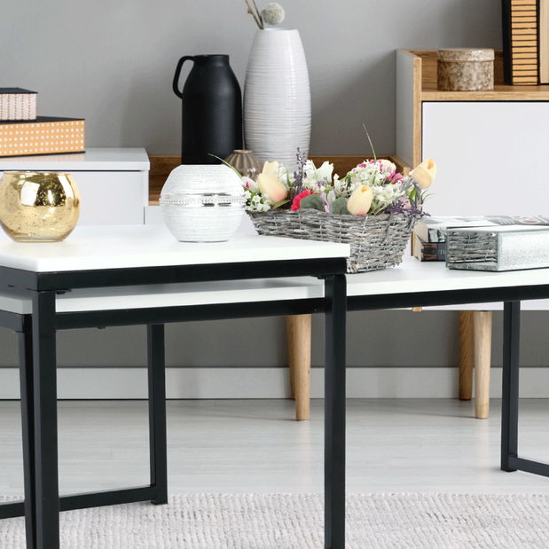 Set 2 ks konferenčních stolků Kastty typ 2 (bílá + černá)