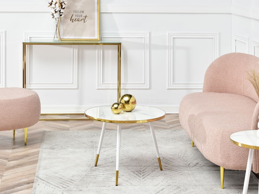 Konferenční stolek Zoya Xl (bílý mramor + zlatá)