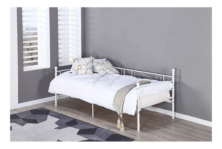 Jednolůžková postel 90 cm Rossa (s roštem) (bílá)