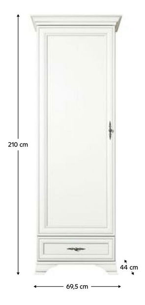 Poicová skříň Kuito REG1D1S (alpská bílá)