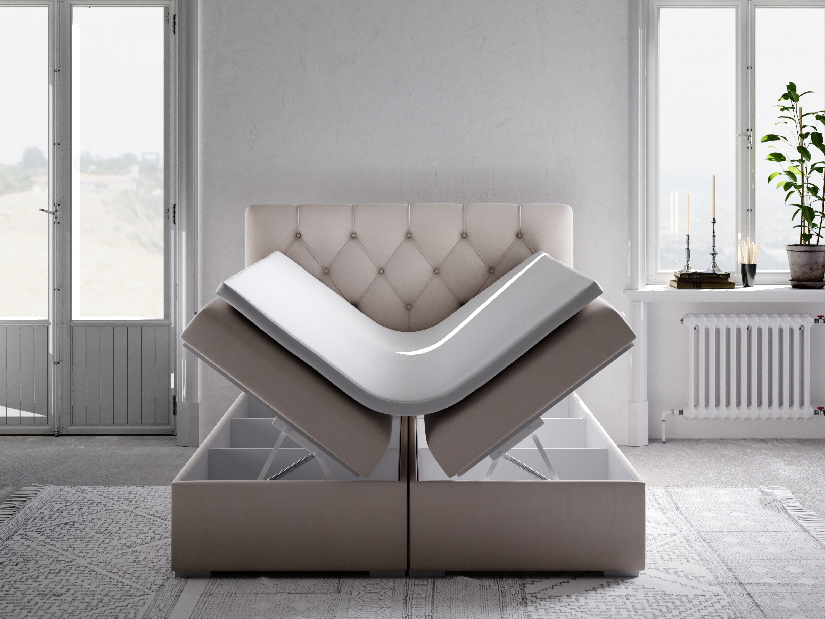 Boxspring postel 180 cm Ronda (béžová) (s úložným prostorem)