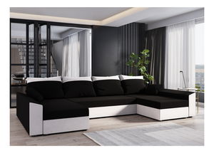 Rohová sedací souprava U Paragon U (bílá + černá)