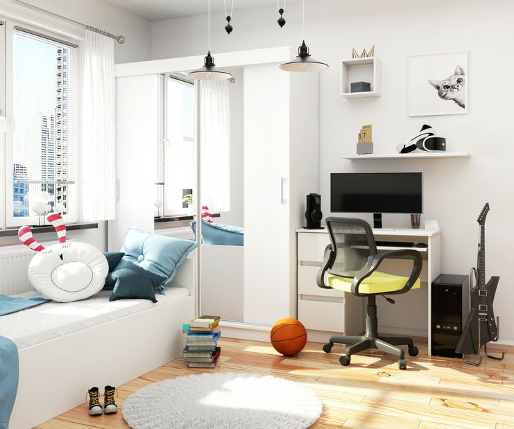 Šatní skříň Clotilde (bílá) (se zrcadlem)