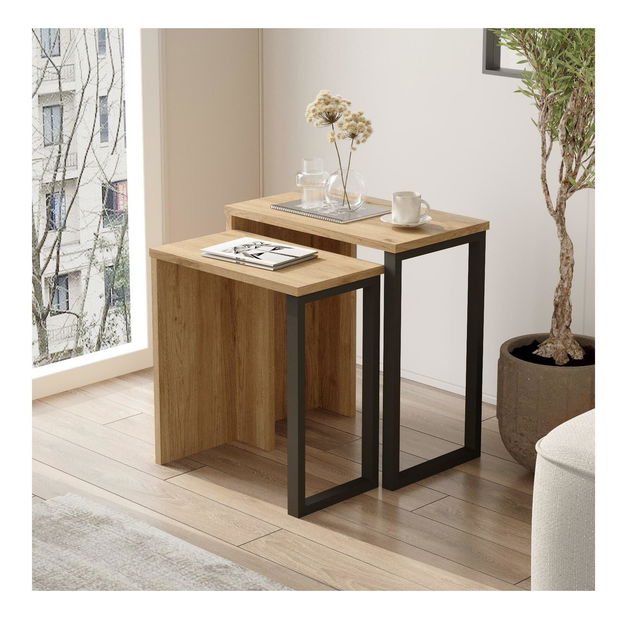 Set 2ks. konferenčních stolků Nimelo 3 (ořech + dub)