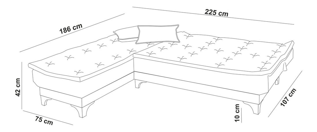 Rohová sedačka Klaudi C (mořská) (L)