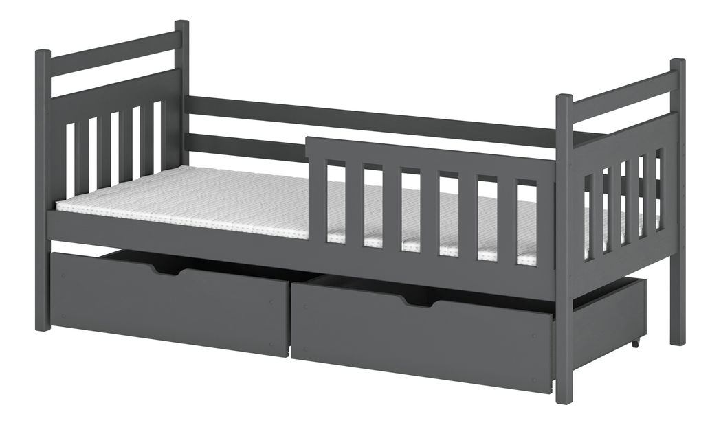 Dětská postel 80 cm Kasey (s roštem a úl. prostorem) (grafit)