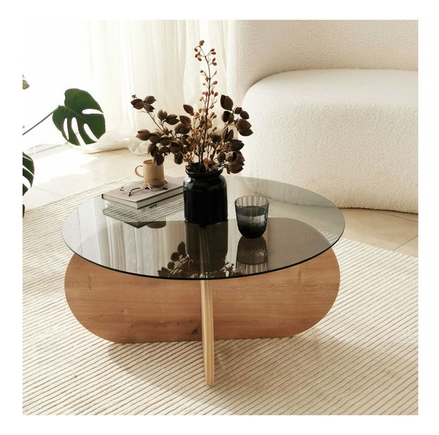 Konferenční stolek Bubbly (dub safírový + šedá)