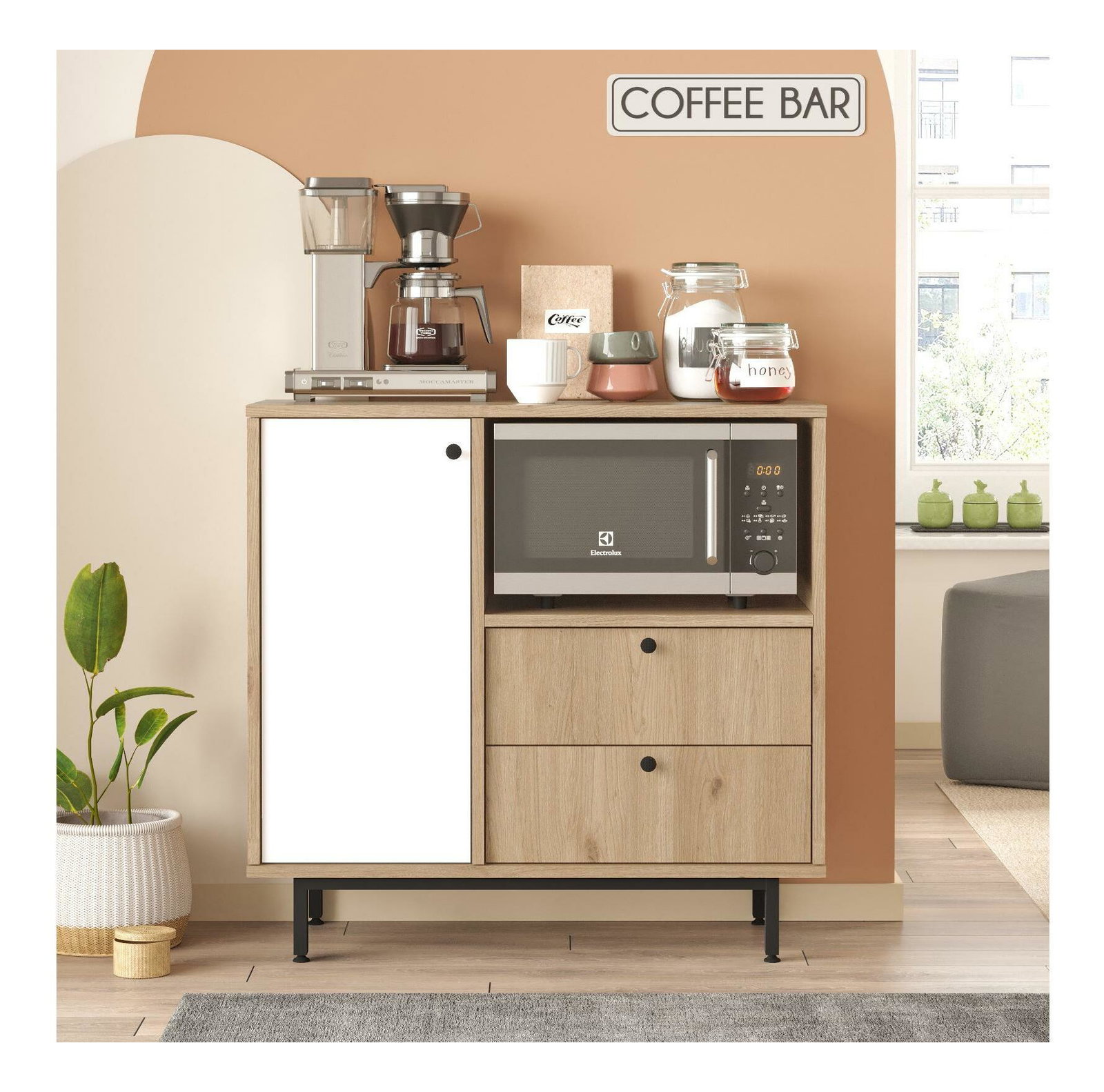 Komoda Rebutia 1 (dub + bílá)