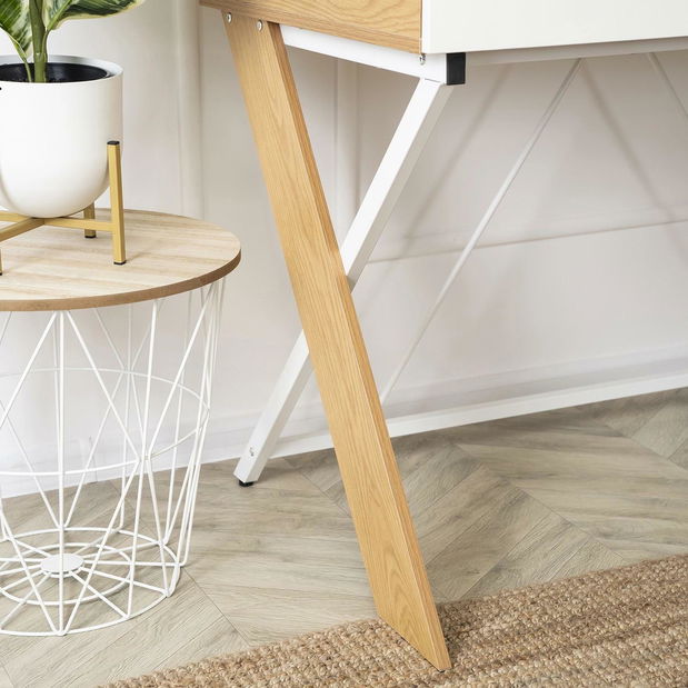 Psací stolek Reaparecio (dub zlatý + bílá)