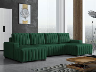 Rohová rozkládací sedačka ve tvaru U Pulah U (tmavě zelená) *bazar