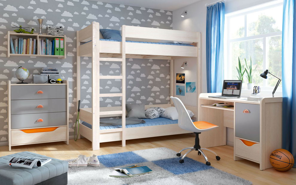 Jednolůžková postel 90 cm BRW Rupi LOZ/80/PIETRO/DOL (s matracem a roštem)