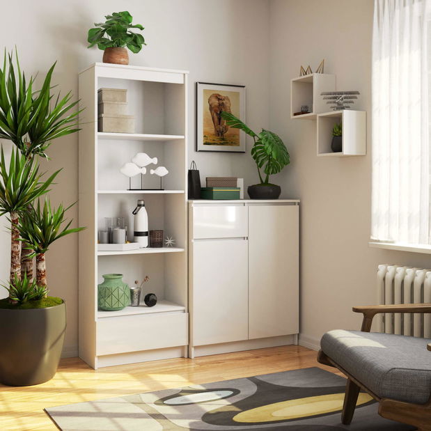 Regál Radha (bílá + lesk bílý)