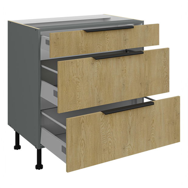 Dolní kuchyňská skříňka Carminia 80 D 3S BB PREMIUM BOX (dub cremona + antracit)