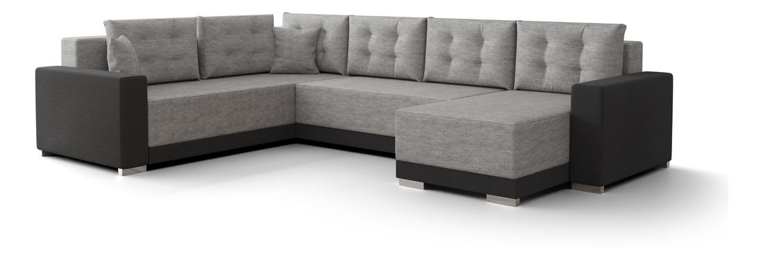 Rohová sedačka ve tvaru U Odyssey 3 (světle šedá + černá) (L)