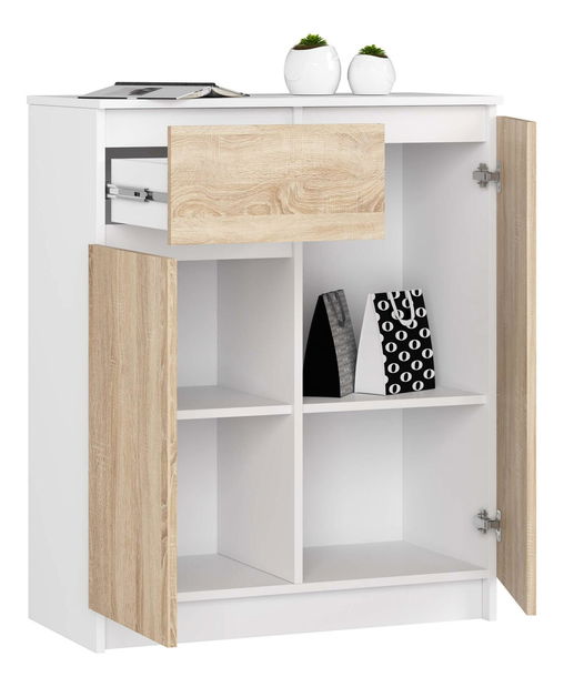 Komoda Kaveri (bílá + dub sonoma)