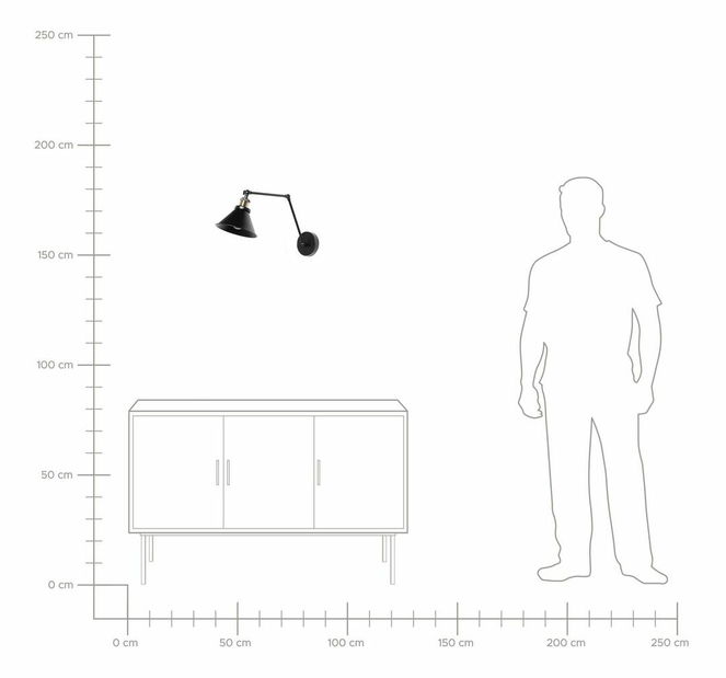 Set 2 ks. nástěnných lamp NARIVA (kov) (černá)