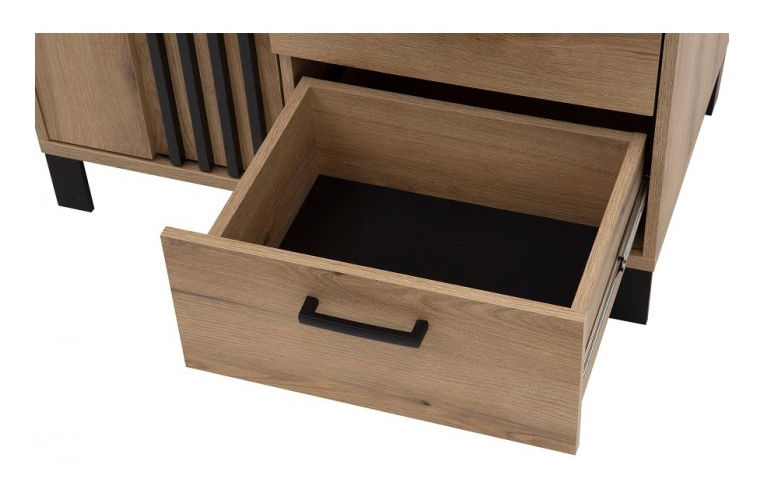 Šatní skříň Neo NE8 (dub evoke + černá matná)