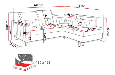 Rohová sedačka Laviosuna 2RRLXP (zelená) (s úl. prostorem) (P)