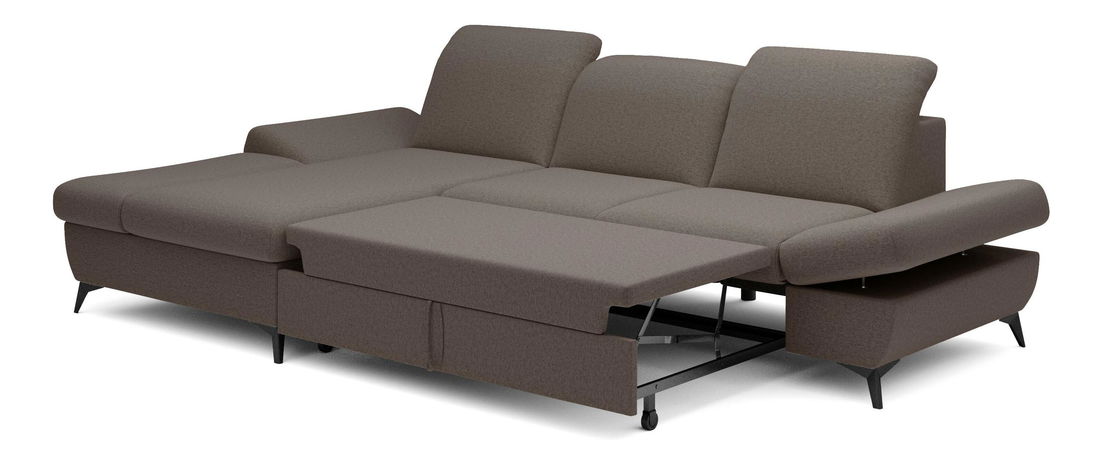 Rohová sedací souprava Harpie (tmavě hnědá) (L)