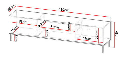 TV skříňka Probazzo 2KW (bílá + zlatá)