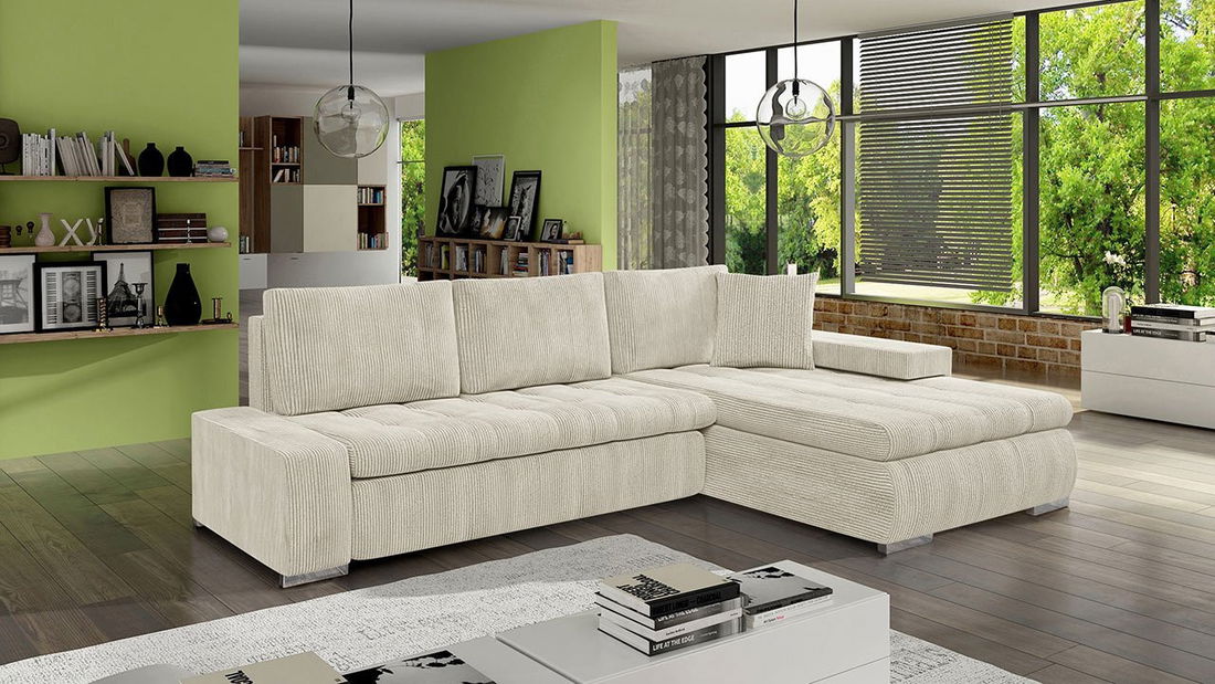 Rohová sedací souprava Hesron (vanilková)