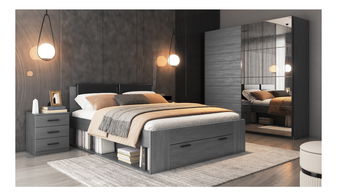 Manželská postel 140 cm Afrodita Typ 50 (s úl. prostorem) (dub karbonový)