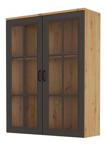 Vitrína (nástavba) Flaminia 2D (dub artisan + grafit)