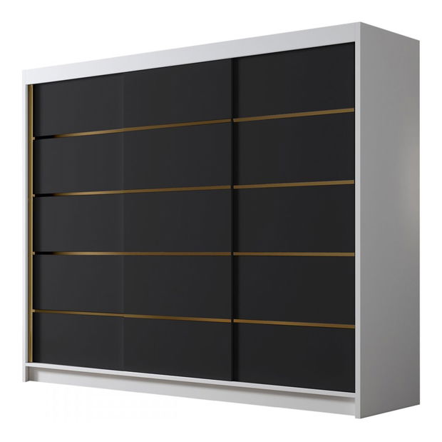 Šatní skříň s posuvnými dveřmi Fozzurt VII 250 (kašmír + zlatá)