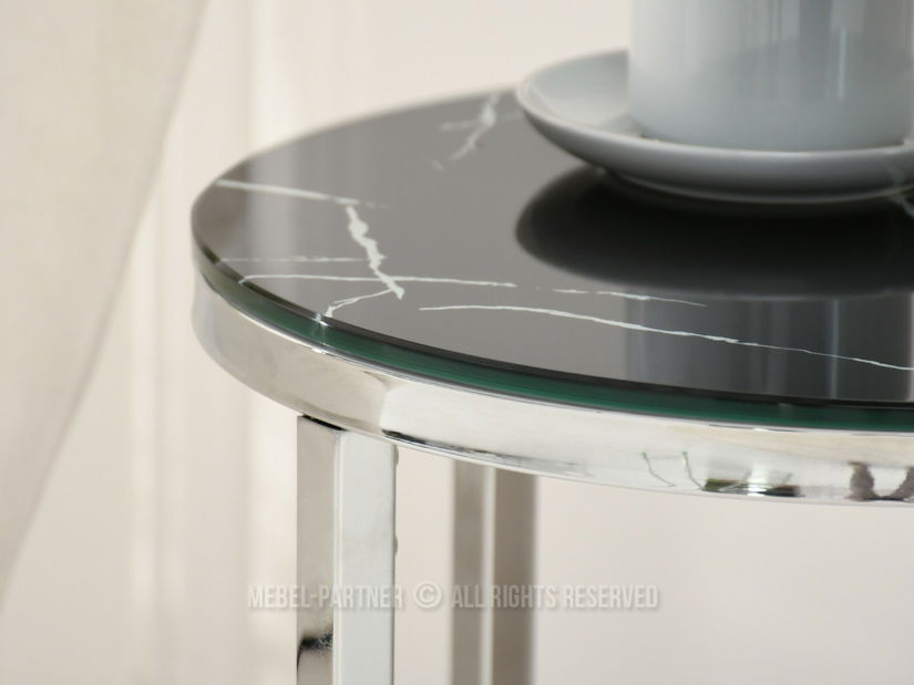 Konferenční stolek Calvis (černý mramor + chromová)