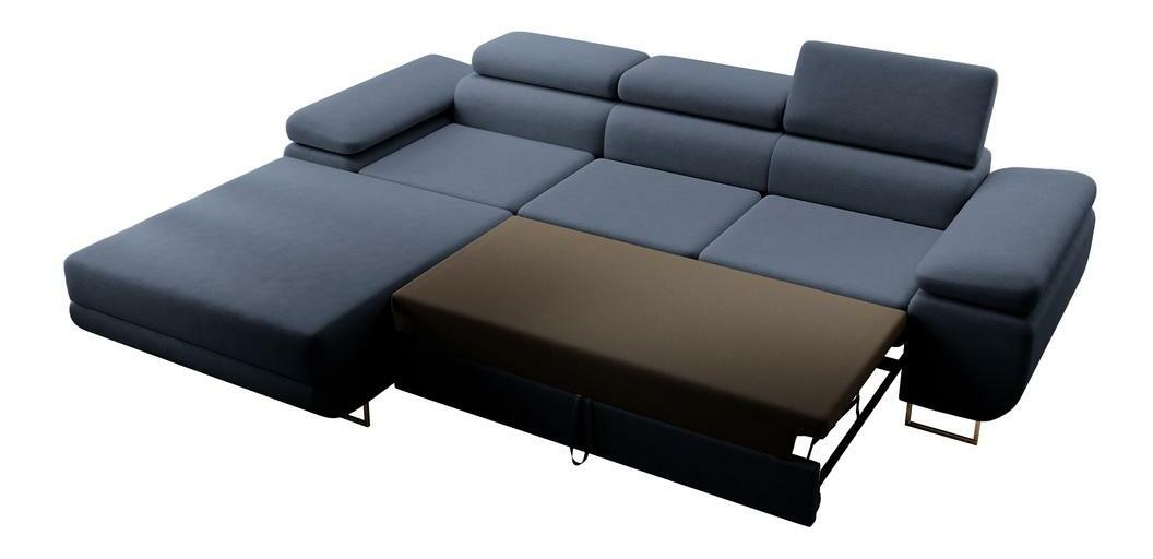 Rohová sedací souprava Grande (L) (modrá + chromová)