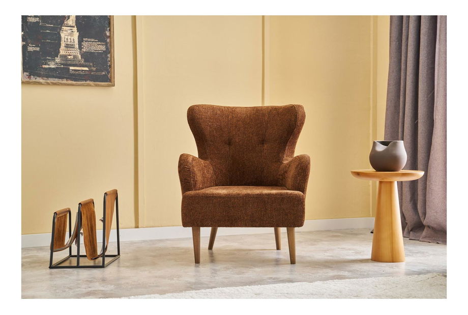 Křeslo ušák Kaveh 2 (měděná + dřevo)