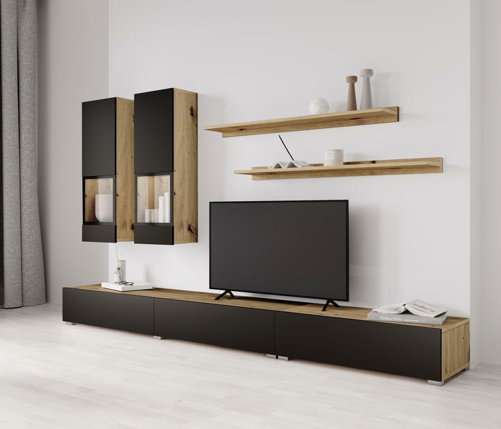 Obývací stěna Barly BM10 (dub artisan + černá matná)