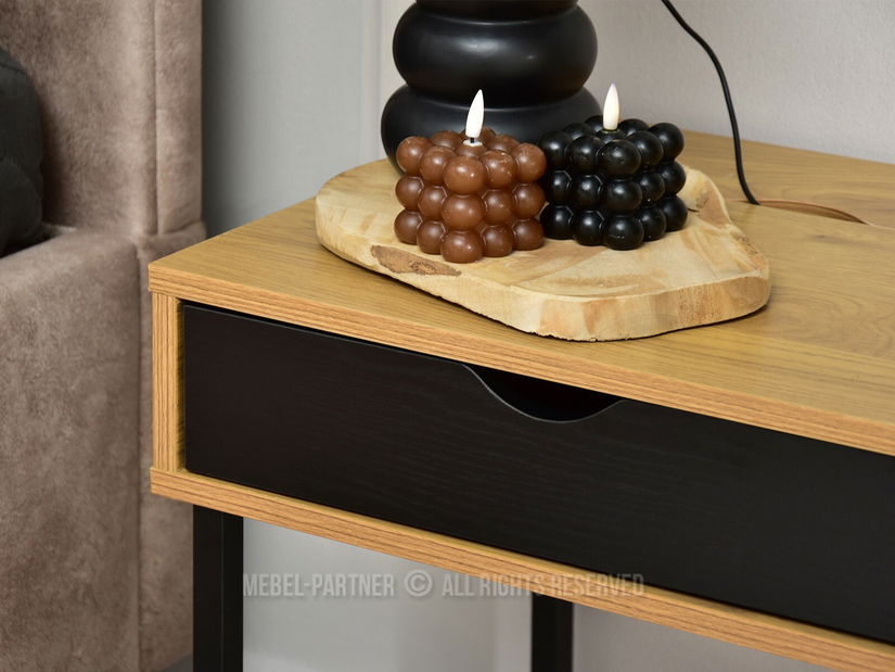 Noční stolek Emmo (dub + černá)