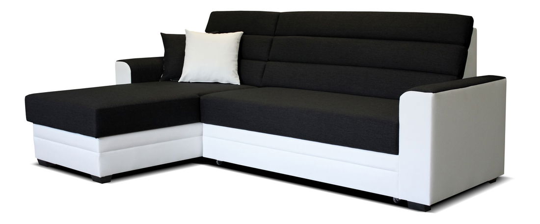Rohová sedací souprava Ulm L+2F (černá + bílá) (L)