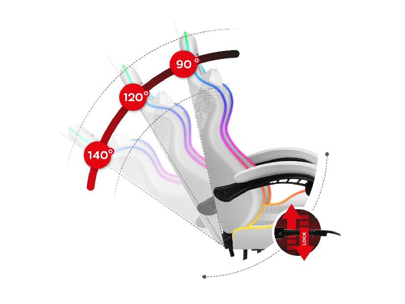 Herní křeslo Fusion 4.7 (bílá + vícebarevná) (s LED osvětlením)