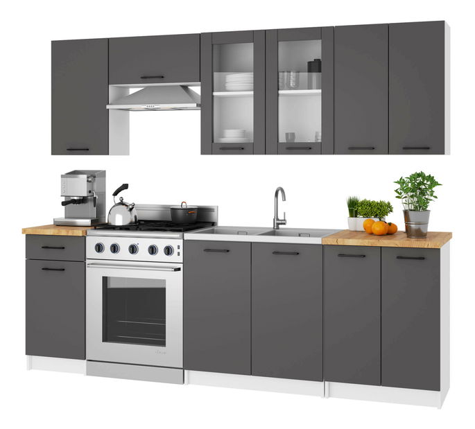 Horní kuchyňská vitrína Organo 720 (bílá + grafit)