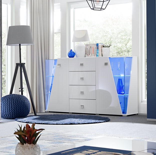 Vitrína Eldon 29 WW EE SB (bílá + vysoký lesk bílý)